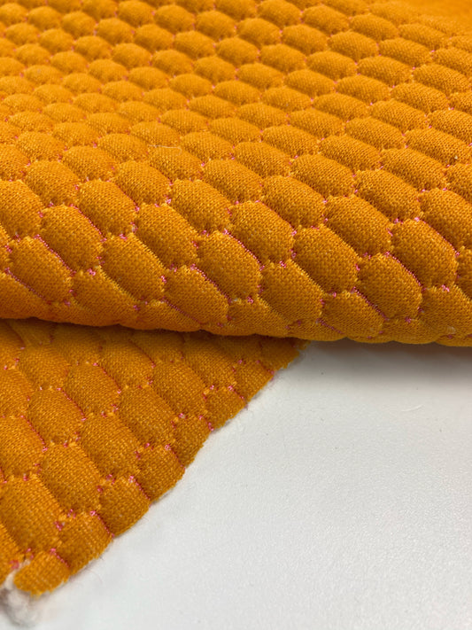 1 m | Yellow stretch upholstery fabric in 3D technology with a honeycomb pattern